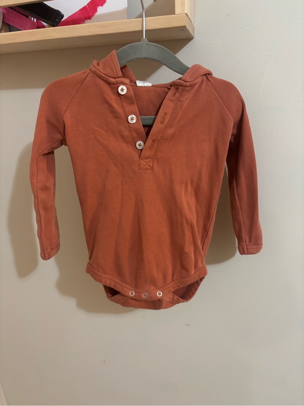 kate quinn Organic Cotton Hooded Bodysuit with Bear Ears Orange Baby 18-24M